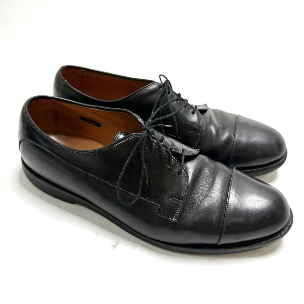 Allen Edmonds Bergland Cap Toe Oxfords Black Leather Dress Shoes 11 C Rubber Sol